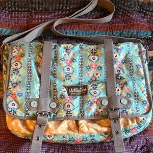 Matilda Jane Floral Crossbody Messenger Bag - Teal and Gray